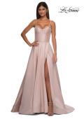 Picture of: Mikado A-line Gown with Lace Detail Neckline in Champagne, Style: 32878, Detail Picture 5