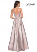 Picture of: Metallic A-line Prom Gown with Side Leg Slit in Champagne, Style: 27619, Detail Picture 6