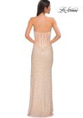 Picture of: Beaded Strapless Evening Dress with Sheer Back in Champagne , Style 32794, Detail Picture 6