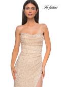 Picture of: Beaded Strapless Evening Dress with Sheer Back in Champagne , Style 32794, Detail Picture 7