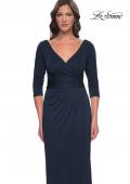 Picture of: Simple Chic Jersey Dress with Ruched Waist and V Neckline in Charcoal, Style: 31014, Detail Picture 9