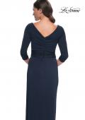 Picture of: Simple Chic Jersey Dress with Ruched Waist and V Neckline in Charcoal, Style: 31014, Detail Picture 10