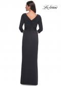Picture of: Simple Chic Jersey Dress with Ruched Waist and V Neckline in Charcoal, Style: 31014, Detail Picture 2