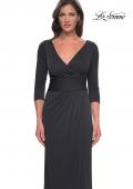 Picture of: Simple Chic Jersey Dress with Ruched Waist and V Neckline in Charcoal, Style: 31014, Detail Picture 7