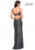 Picture of: Floor Length Fully sequin Prom Dress with Slit in Charcoal, Style: 27272, Back Picture