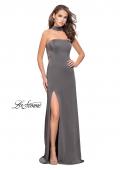 Picture of: Strapless Jersey Prom Dress with Attached Choker in Charcoal, Style: 25735, Detail Picture 1