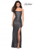 Picture of: Floor Length Fully sequin Prom Dress with Slit in Charcoal, Style: 27272, Detail Picture 3