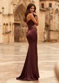 Picture of: Strapless Satin Gown with Ruched Bodice in Chocolate, Style: 33670, Back Picture
