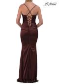 Picture of: Ruched Satin Gown with Sweetheart Neckline and Lace-Up Back in Chocolate, Style: 33764, Detail Picture 22