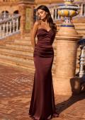 Picture of: Simple Strapless Satin Gown with Ruching Detail in Chocolate, Style: 33531, Detail Picture 1