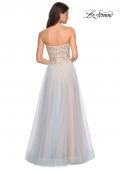Picture of: Strapless Tulle Gown with Metallic Floral Appliques in Cloud Blue/Gold, Style: 27795, Detail Picture 2