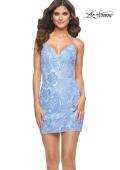 Picture of: Cloud Blue Homecoming Dress with Print Sequin Design in Cloud Blue, Style: 31454, Main Picture