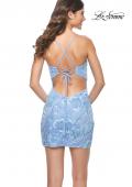 Picture of: Cloud Blue Homecoming Dress with Print Sequin Design in Cloud Blue, Style: 31454, Back Picture
