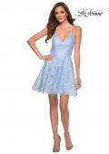 Picture of: Short Lace Homecoming Dress with Rhinestones in Cloud Blue, Style: 29389, Detail Picture 1
