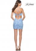 Picture of: Cloud Blue Homecoming Dress with Print Sequin Design in Cloud Blue, Style: 31454, Detail Picture 2