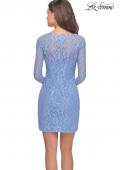 Picture of: Long Sleeve Lace Short Dress with Sheer Back Detail in Cloud Blue, Style: 28232, Detail Picture 5