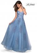 Picture of: Classic Lace A Line Dress with V Neckline and Pockets in Cloud Blue, Style: 27492, Main Picture
