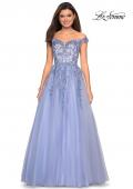 Picture of: Off the Shoulder Tulle Gown with BEaded Embellishments in Cloud Blue, Style: 27595, Main Picture