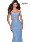 Picture of: Two Piece Off the Shoulder Lace Dress with Tulle Skirt in Cloud Blue, Style: 28682, Main Picture