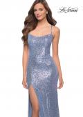 Picture of: Sequin Dress with Square Neckline and Open Back in Cloud Blue, Style 29676, Main Picture