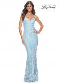 Picture of: Fitted Print Sequin Pastel Prom Dress in Cloud Blue, Style: 31944, Main Picture