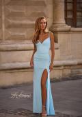 Picture of: Prom Dress with Corset Top and Sheer Illusion Back in Cloud Blue, Style 32962, Main Picture