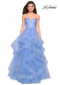 Picture of: Strapless Tulle Prom Gown with Lace Embellishments in Cloud Blue, Style: 27620, Detail Picture 8
