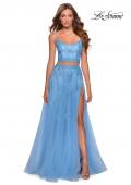Picture of: Long Two Piece Tulle Gown with Floral Embroidery in Cloud Blue, Style: 28271, Detail Picture 8