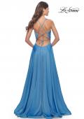 Picture of: Chiffon Prom Dress with Ruched Bodice and Slit in Cloud Blue, Style: 30840, Detail Picture 8