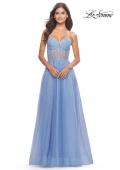 Picture of: Rhinestone Tulle Gown with Sheer Lace Bodice in Cloud Blue, Style: 31367, Detail Picture 8