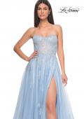 Picture of: Gorgeous Lace A-Line Dress with Rhinestone Lace Details in Cloud Blue, Style: 32111, Detail Picture 8