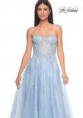 Picture of: Gorgeous Lace A-Line Dress with Rhinestone Lace Details in Cloud Blue, Style: 32111, Detail Picture 9