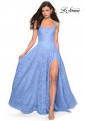 Picture of: Long Lace Prom Dress with Attached Shorts in Cloud Blue, Style: 27476, Detail Picture 10