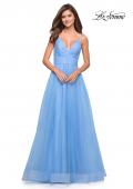 Picture of: A-line Tulle Gown with V Neckline and Pockets in Cloud Blue, Style: 30180, Detail Picture 10