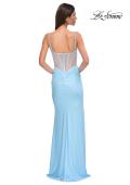 Picture of: Prom Dress with Corset Top and Sheer Illusion Back in Cloud Blue, Style 32962, Detail Picture 10