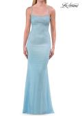 Picture of: Rhinestone Jersey Gown with Open Lace-Up Back in Cloud Blue, Style: 33863, Detail Picture 10