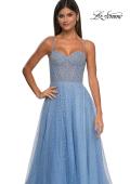 Picture of: Cute A-line Prom Dress with Pearl and Rhinestone Tulle in Cloud Blue, Style: 32644, Detail Picture 11