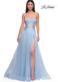 Picture of: Tulle A-line Prom Dress with Beautiful Rhinestone Side Detail in Cloud Blue, Style 32767, Detail Picture 13