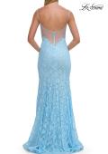 Picture of: Lace Fitted Gown with Sheer Back and Spaghetti Straps in Cloud Blue, Style: 33452, Detail Picture 13