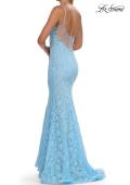 Picture of: Lace Fitted Gown with Sheer Back and Spaghetti Straps in Cloud Blue, Style: 33452, Detail Picture 14