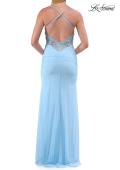 Picture of: Embroidered Corset Gown with Sheer Bodice and High Slit in Cloud Blue, Style: 33783, Detail Picture 14