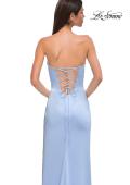 Picture of: Fitted Strapless Dress with Rhinestone Embellished Neckline and Slit in Cloud Blue, Style 32799, Detail Picture 15