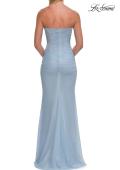 Picture of: Strapless Mesh Evening Gown with Ruching and Sheer Beaded Back in Cloud Blue, Style: 33431, Detail Picture 15