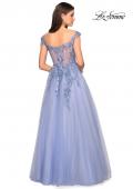 Picture of: Off the Shoulder Tulle Gown with BEaded Embellishments in Cloud Blue, Style: 27595, Back Picture