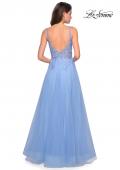 Picture of: Long Tulle Prom Dress with Embellished Bodice and Slit in Cloud Blue, Style: 27646, Back Picture