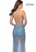Picture of: Sheer Tulle Rhinestone Dress with Attached Shorts in Cloud Blue, Style: 28806, Back Picture