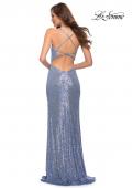 Picture of: Sequin Dress with Square Neckline and Open Back in Cloud Blue, Style 29676, Back Picture