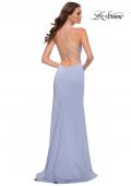 Picture of: Jersey Dress with Beaded Rhinestone Straps in Cloud Blue, Style 29720, Back Picture