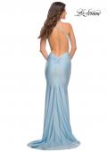 Picture of: Sparkling Pastel Jersey Gown with Open Back in Cloud Blue, Back Picture