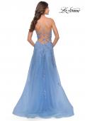Picture of: A-Line Tulle Prom Dress with Lace Applique Sheer Bodice in Cloud Blue, Style: 31284, Back Picture